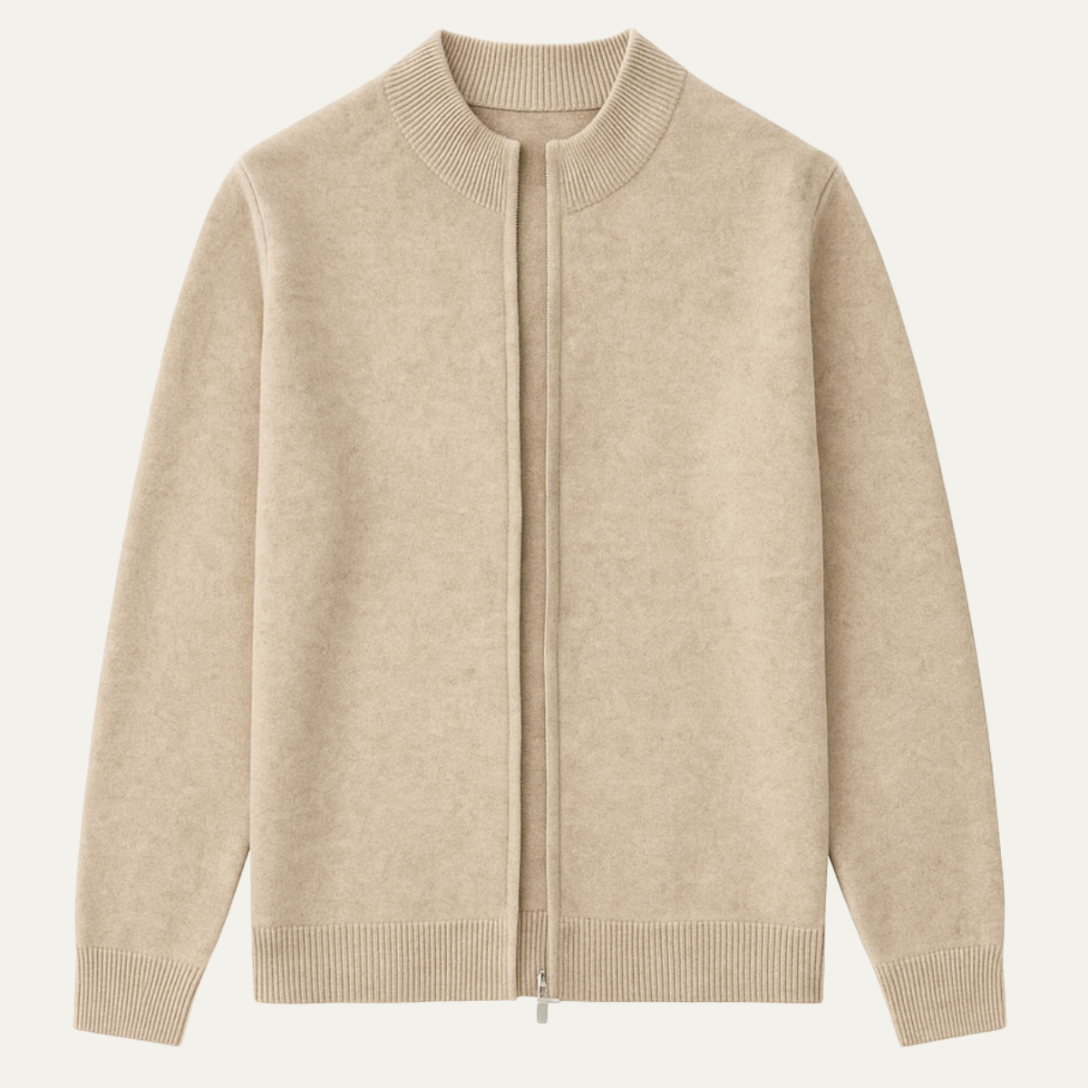 Sage | Men's Cream Quarter Zip Sweater Wool Blend