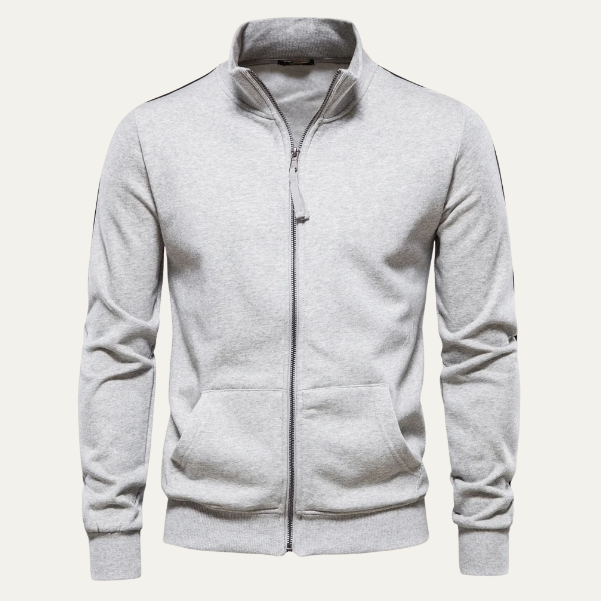 Caleb | Men's Casual Zip Up Hoodie Beige