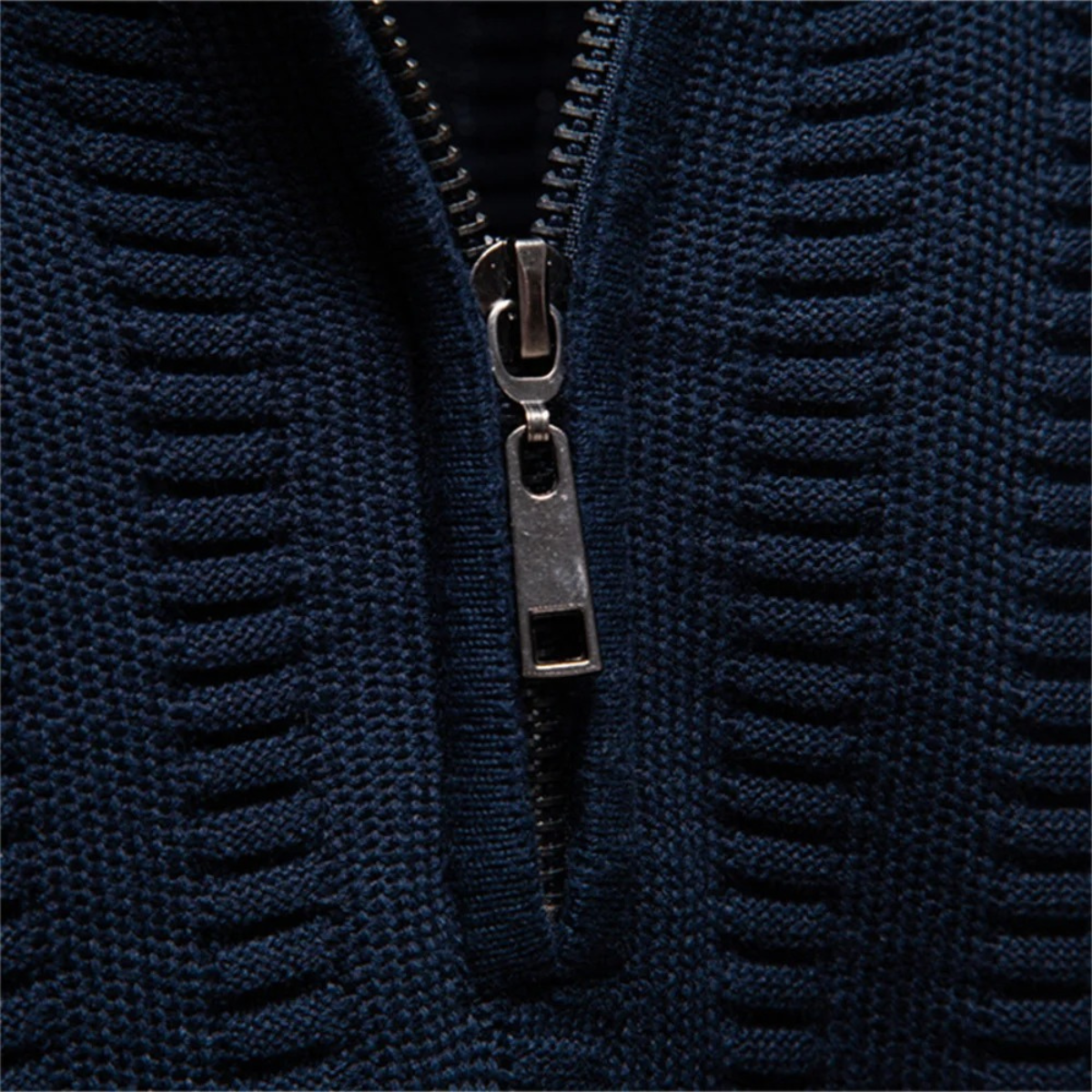 Caleb | Men's Quarter Zip Cable Knit Sweater Navy