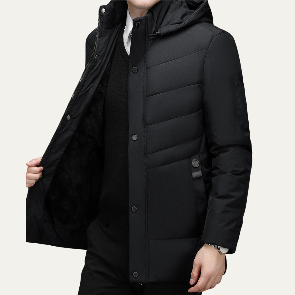 Jasper | Men's Puffer Jacket Navy Long Length Quilted