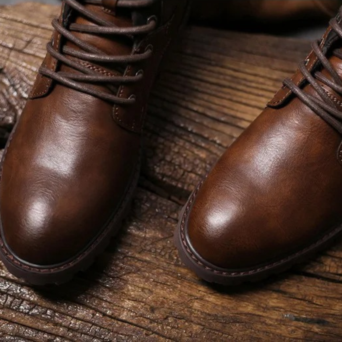 Axel | Men's Leather Combat Boots Brown Lace Up