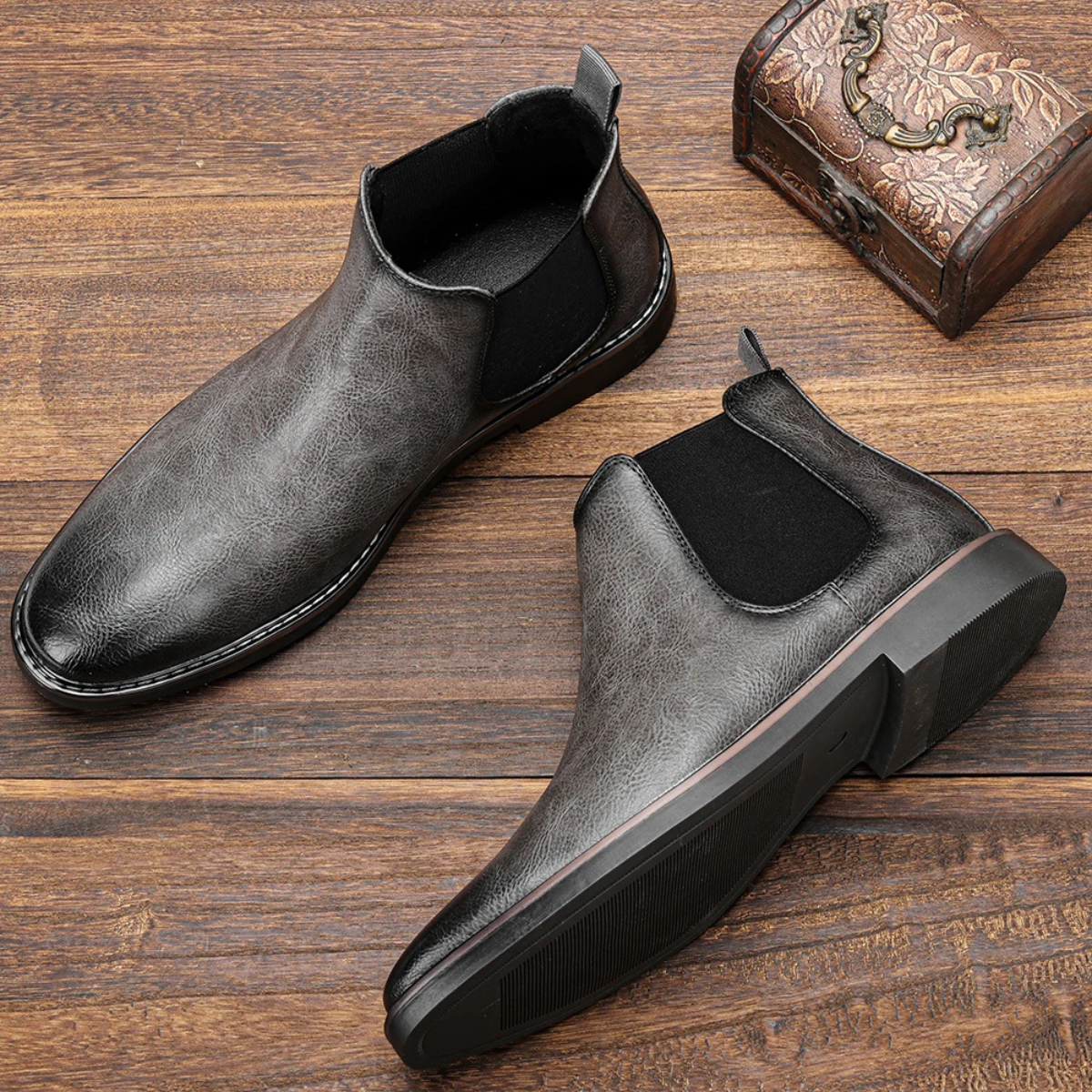 Beau | Men's Chelsea Leather Ankle Boots Brown
