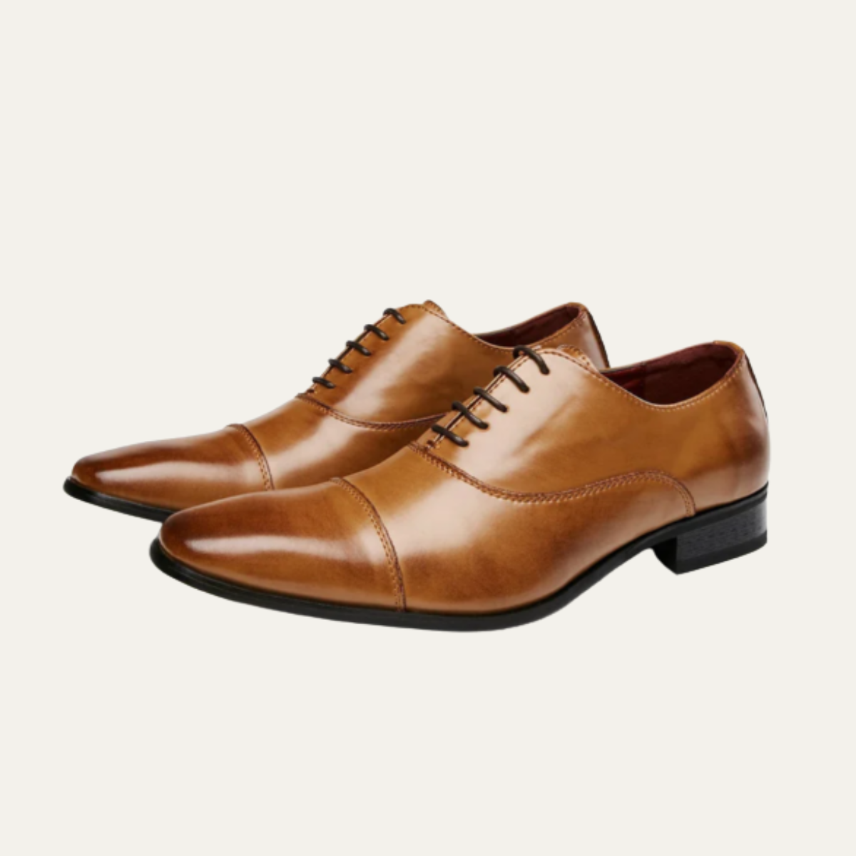 Ezra | Men's Polished Leather Oxford Brown Dress Shoes
