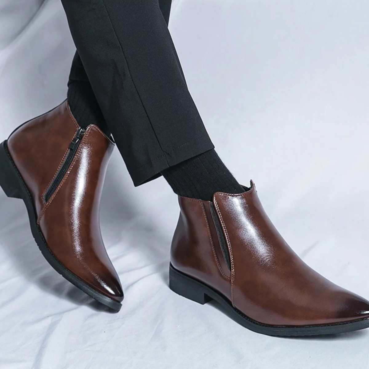 Ash | Men's Black Leather Chelsea Boots Slip On