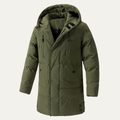 Dama Washington Axel men's puffer coat olive long hooded winter - front view