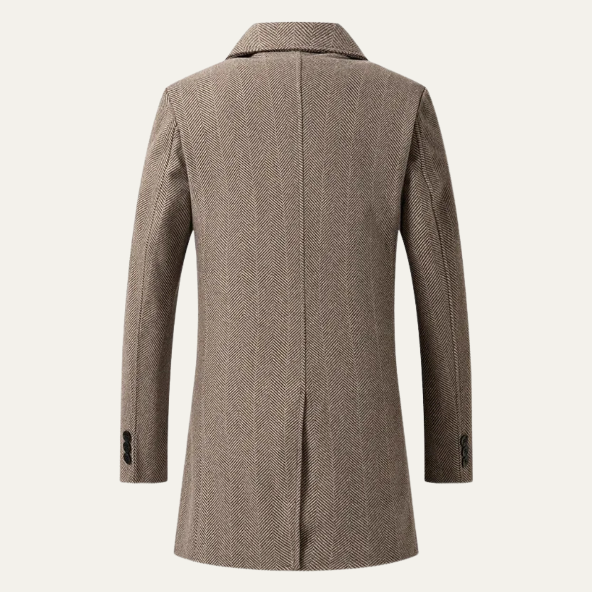 Axel | Men's Herringbone Wool Overcoat Beige Double Breasted