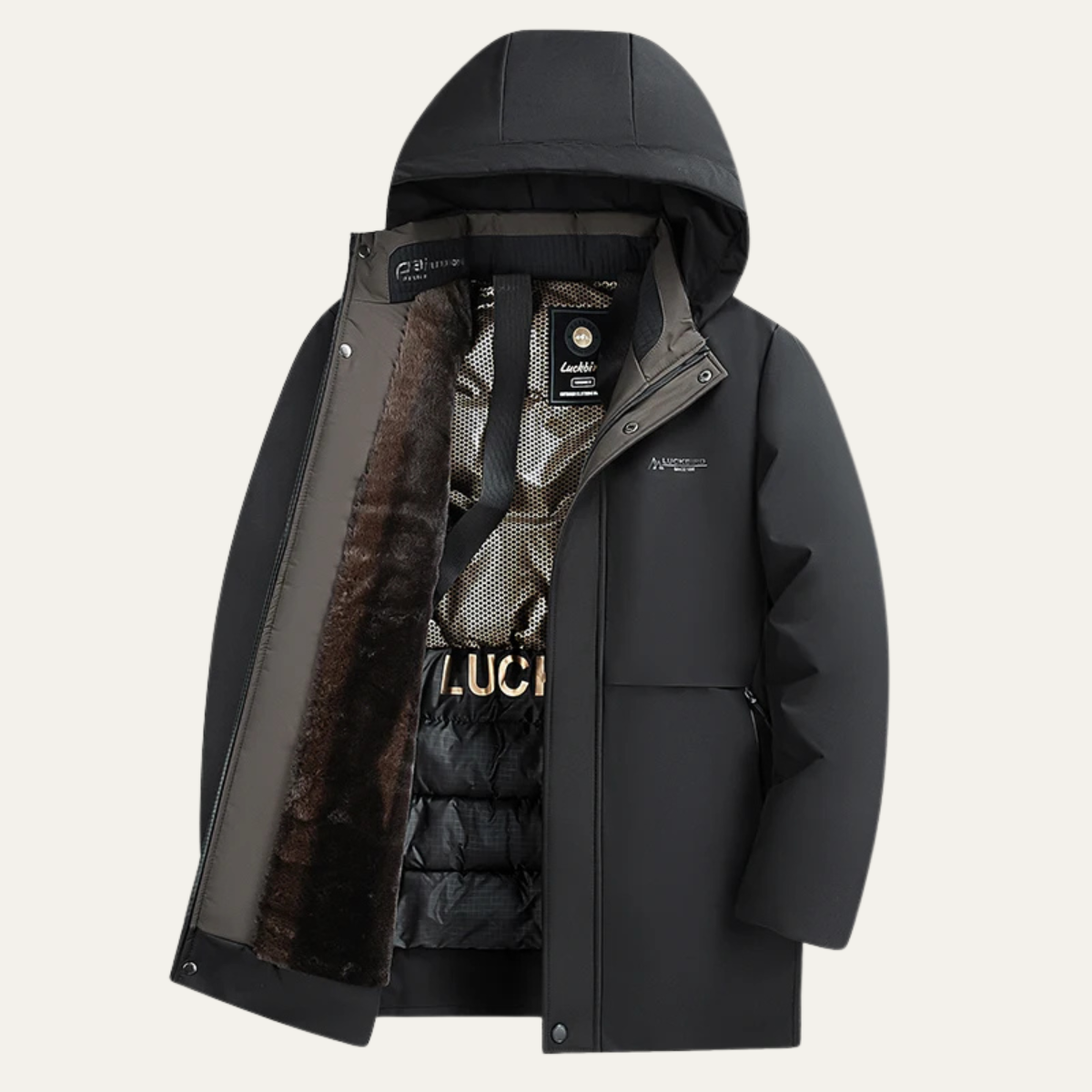 Axel | Men's Waterproof Winter Parka Black Hooded Thickened Coat