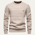 Dama Washington Rhys men's crew neck sweater cream cable knit - front view