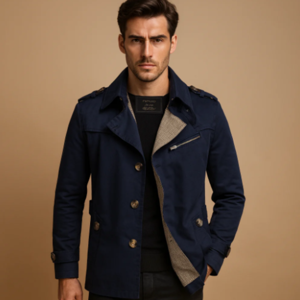 Ash | Men's Smart Casual Double Breasted Blazer Black