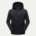 Dama Washington Rhys men's windbreaker rain jacket black leaf print hood - front view
