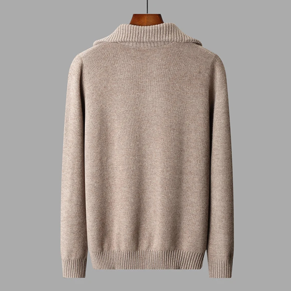 Beau | Men's Cable Knit Quarter Zip Sweater Cream