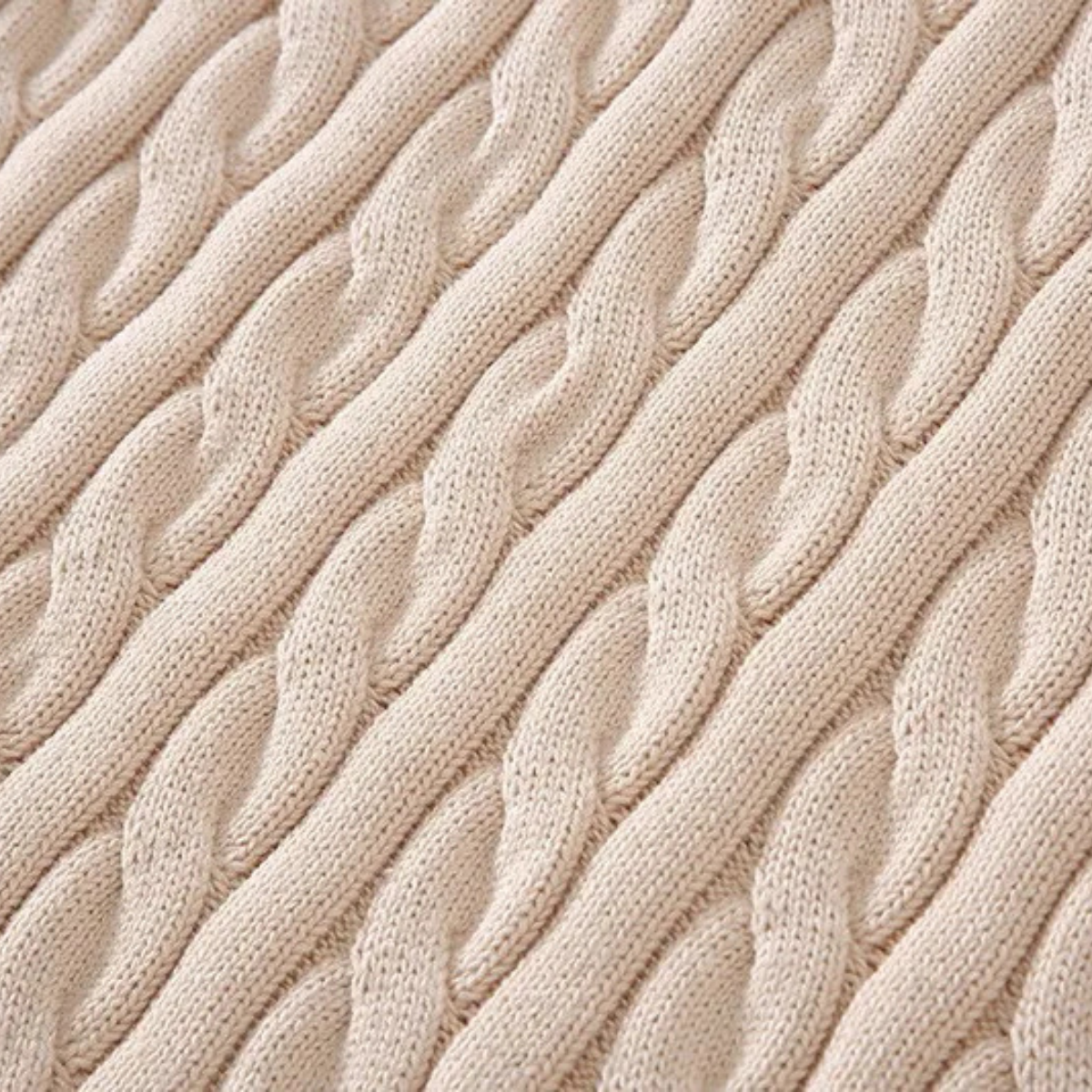 Luca | Men's Cable Knit Half Zip Sweater Cream
