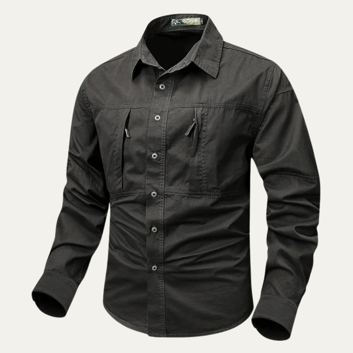 Ezra | Men's Utility Button Up Shirt Olive Green Multiple Pockets