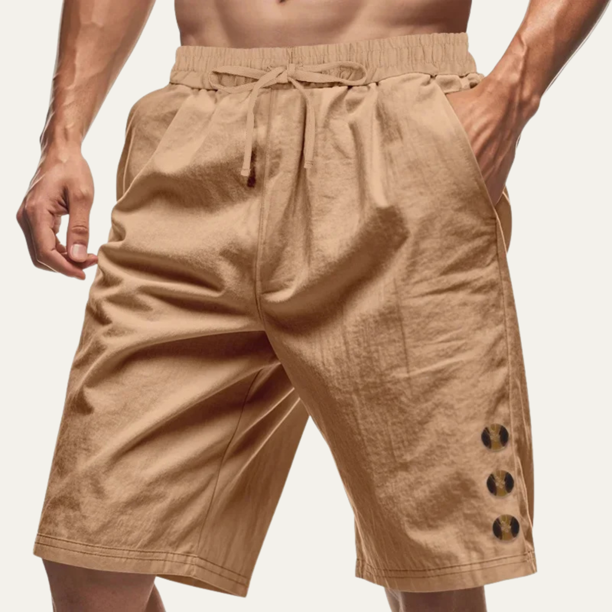 Nash | Men's Casual Button Detail Shorts Black
