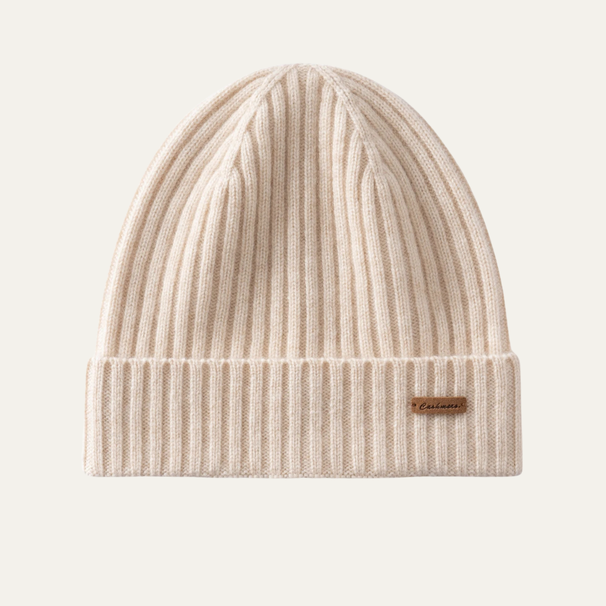 Dama Washington Axel men's ribbed knit cashmere beanie cream - front view