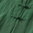 Camille | Women's Linen Shirt Green Mandarin Collar Button Up