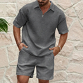 Dama Washington Sage men's casual waffle knit sweatsuit gray - front view