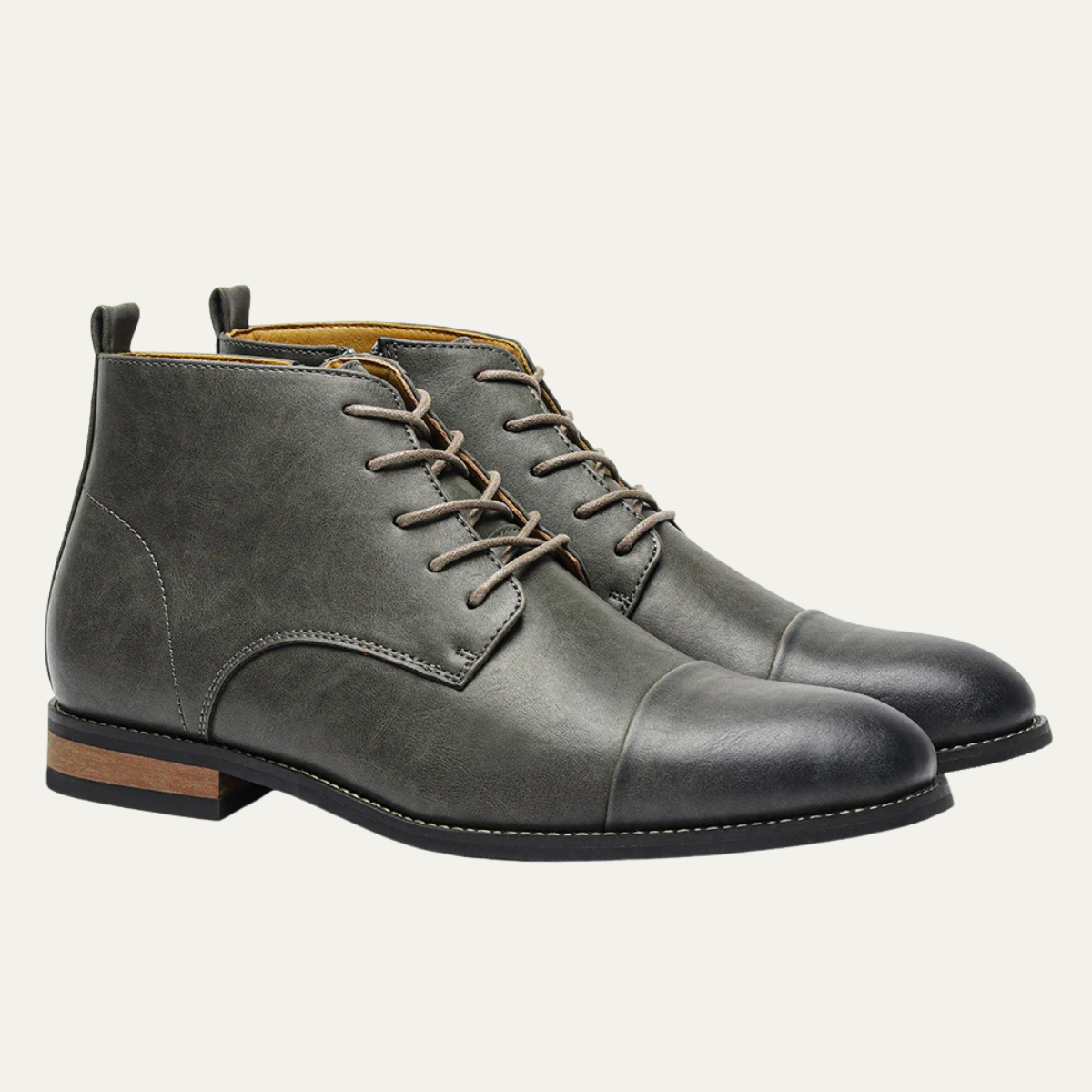 Jude | Men's Leather Ankle Boots Gray Lace Up