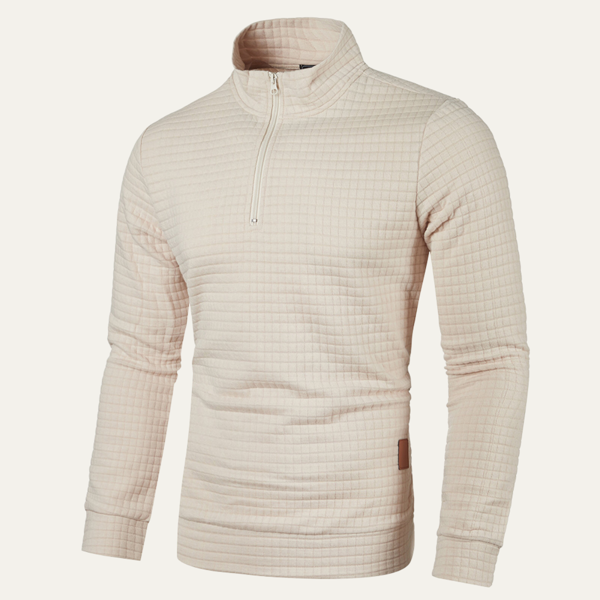 Wyatt | Men's Quarter Zip Sweater White Quilted Long Sleeve