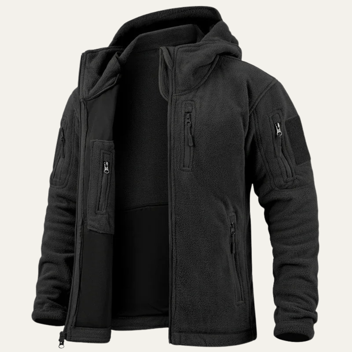 Axel | Men's Fleece Jacket Camel Hooded Tactical Multi Pocket