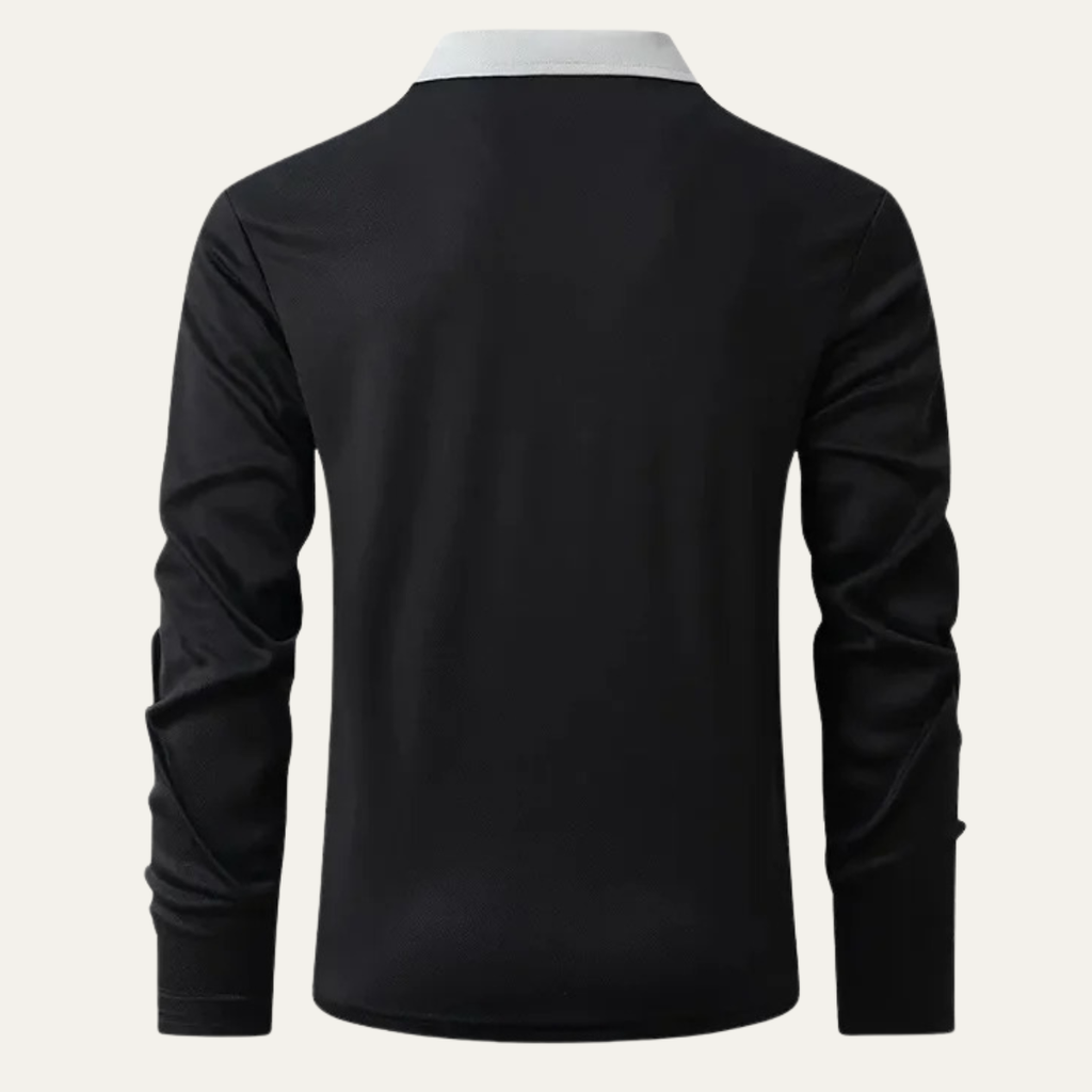 Dama Washington Bram men's fitted polo shirt cream black collar long sleeve - view 15