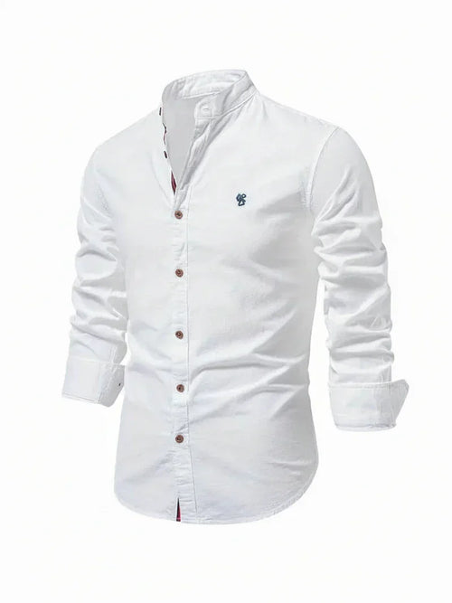Dama Washington Axel men's button up shirt white long sleeve - front view