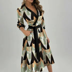 Dama Washington Wren women's wrap midi dress red long sleeve belted - view 9