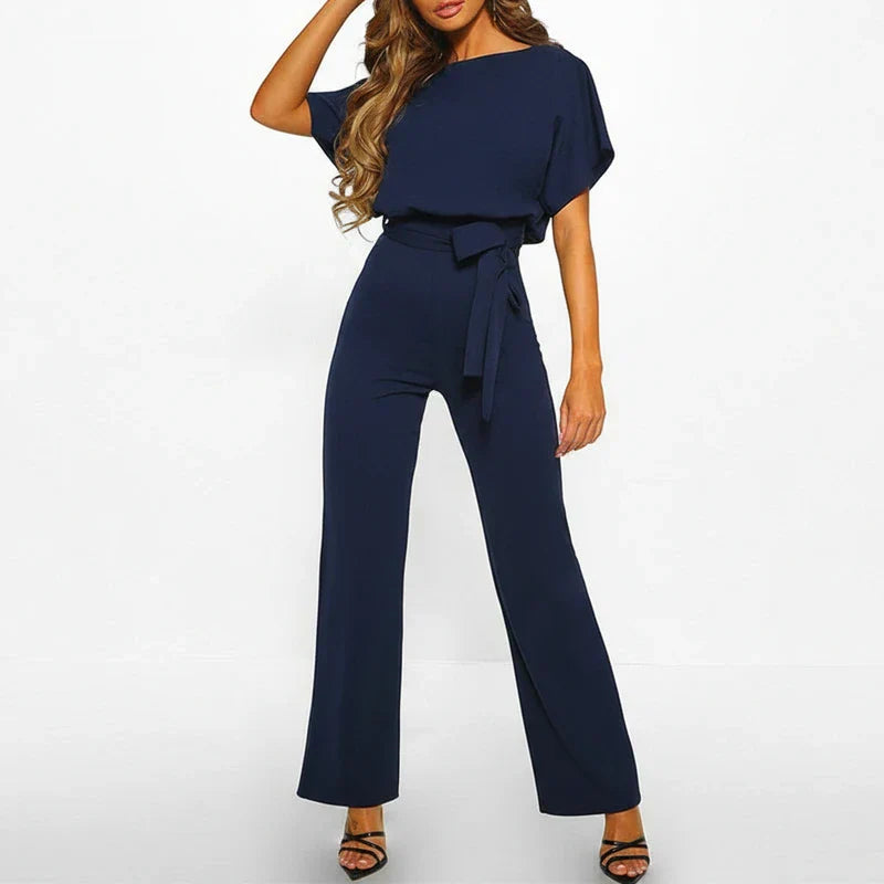 Isla | Women's Wide Leg Jumpsuit Cream Belted