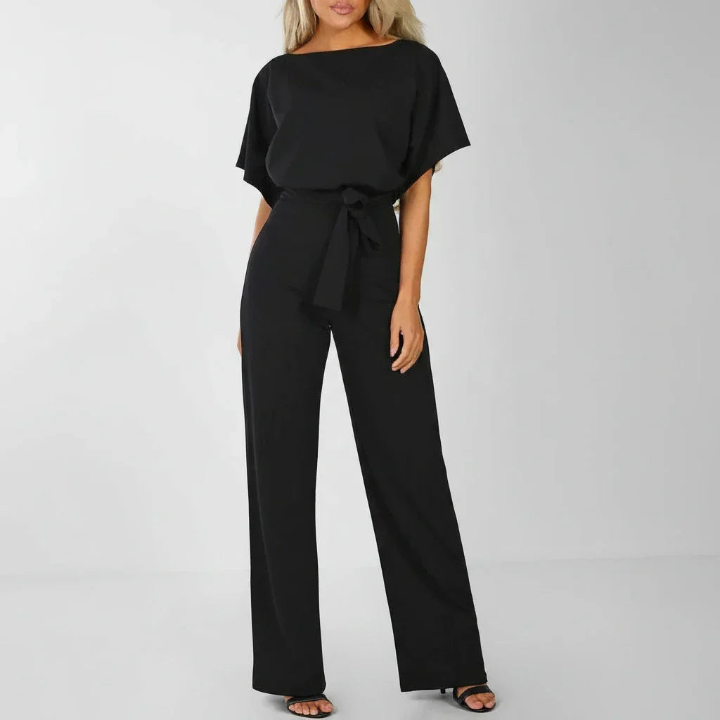 Isla | Women's Wide Leg Jumpsuit Cream Belted