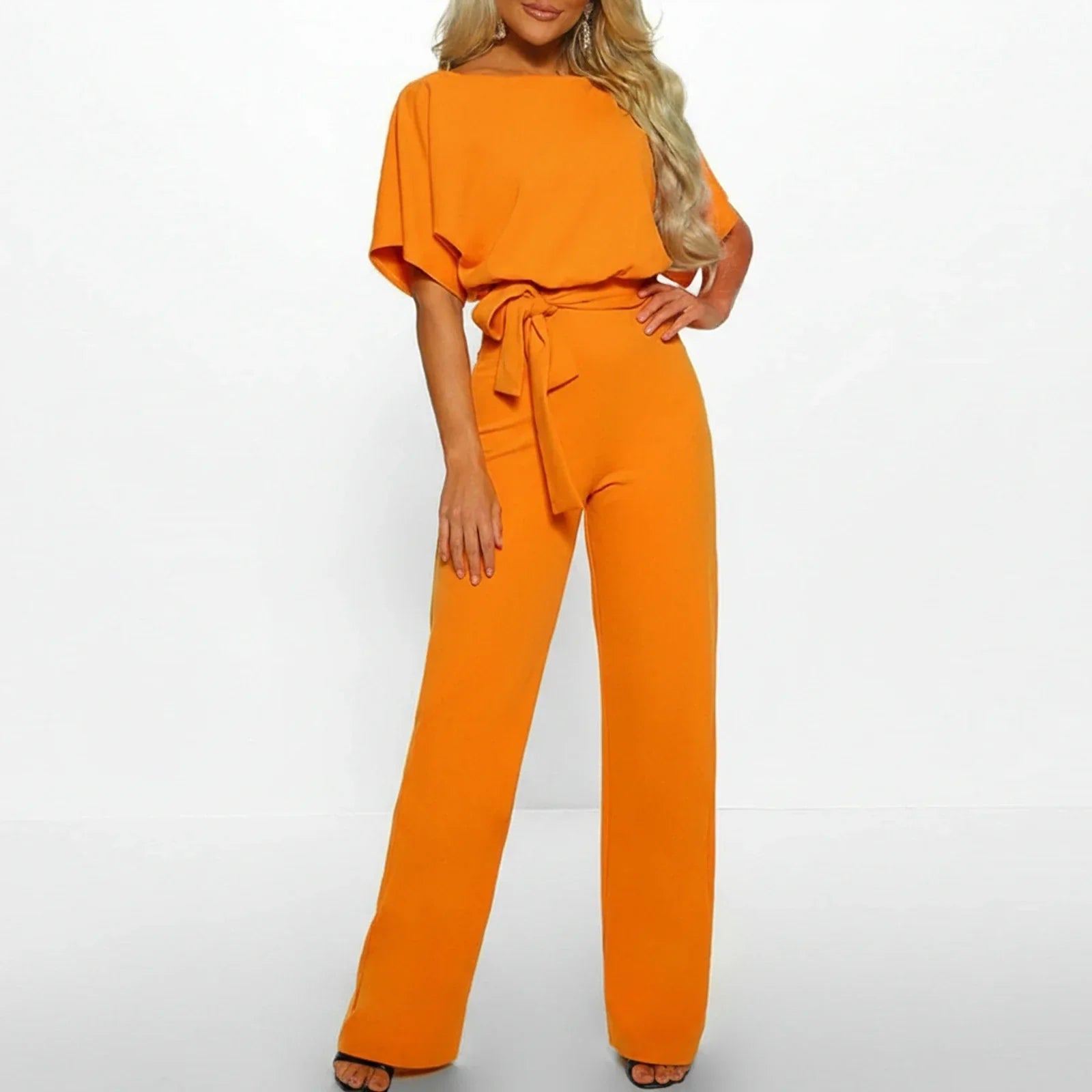 Isla | Women's Wide Leg Jumpsuit Cream Belted