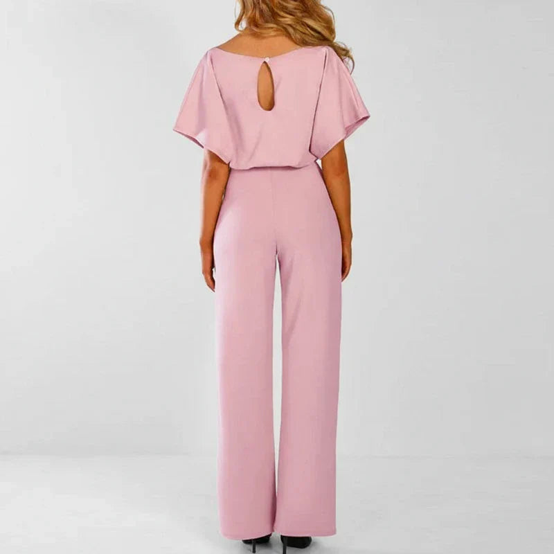 Isla | Women's Wide Leg Jumpsuit Cream Belted
