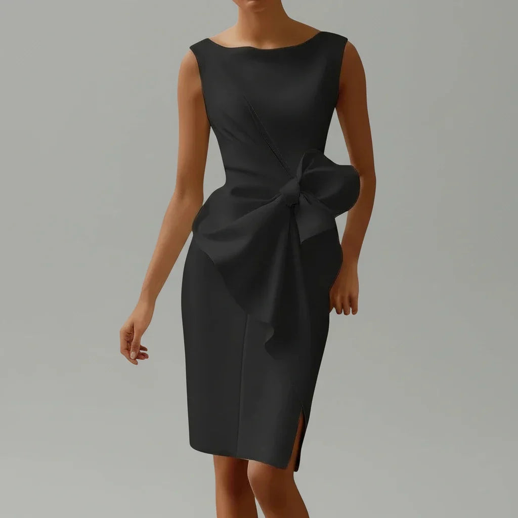 Remy | Women's Bow Tie Midi Dress Black