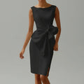 Dama Washington Remy women's bow tie midi dress black - front view