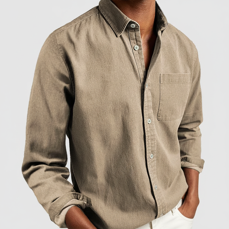 Axel | Men's Button Up Denim Shirt Navy Long Sleeve