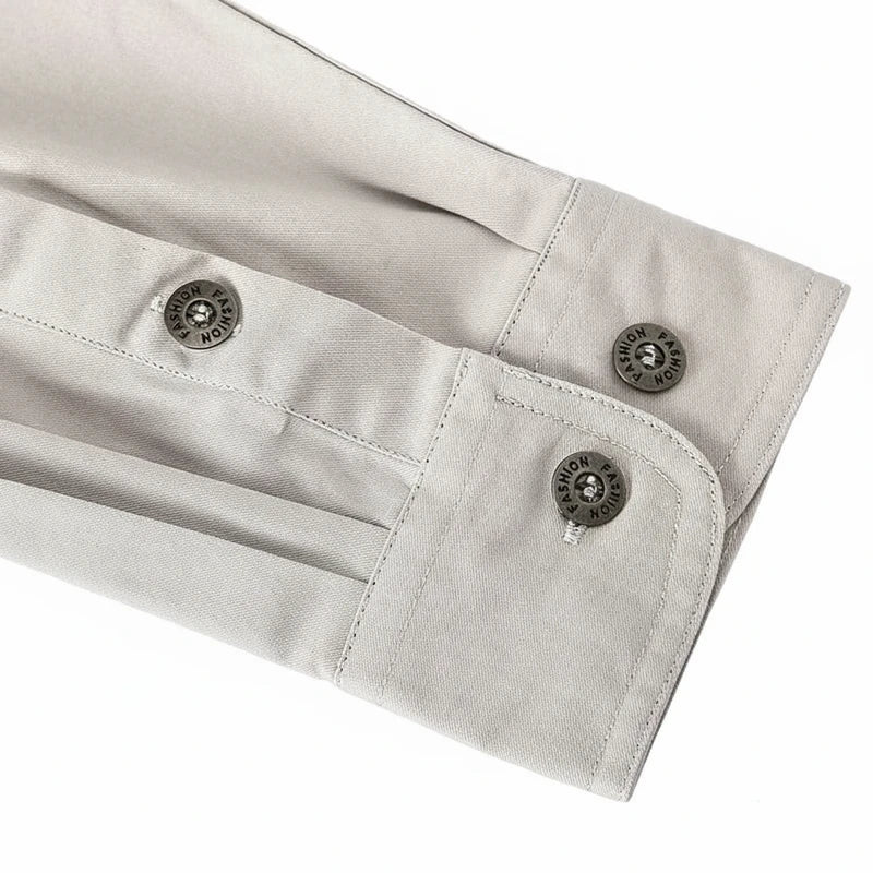 Axel | Men's Utility Cotton Button Up Shirt Cream Long Sleeve