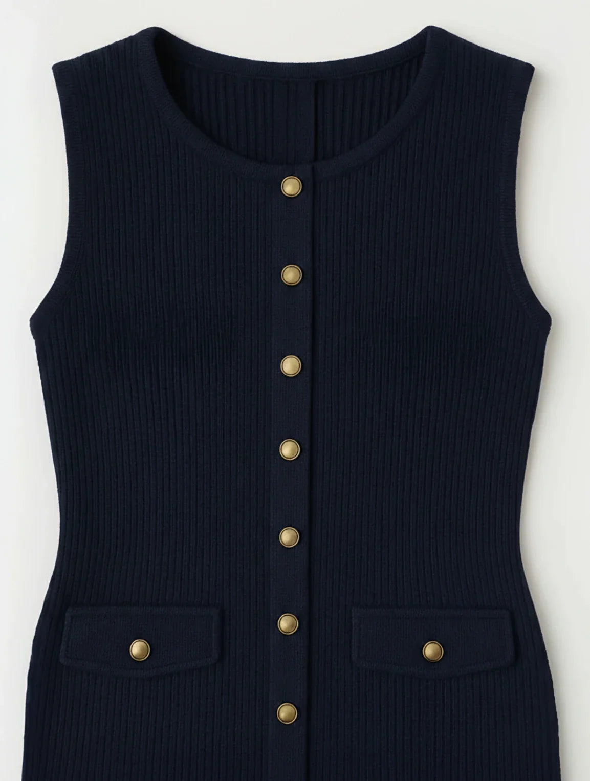 Maeve | Women's Midi Dress Button Front Black Knit