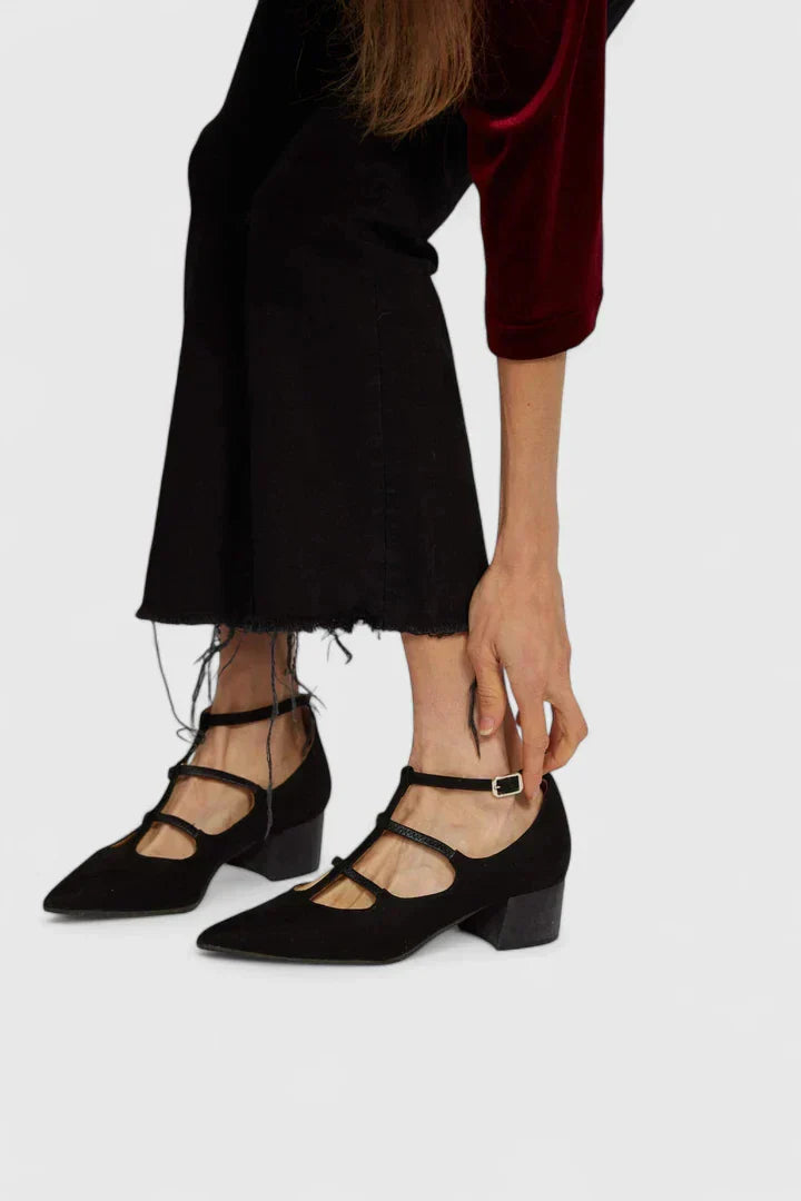 Isla | Women's Pointed Toe Mary Jane Block Heel Black