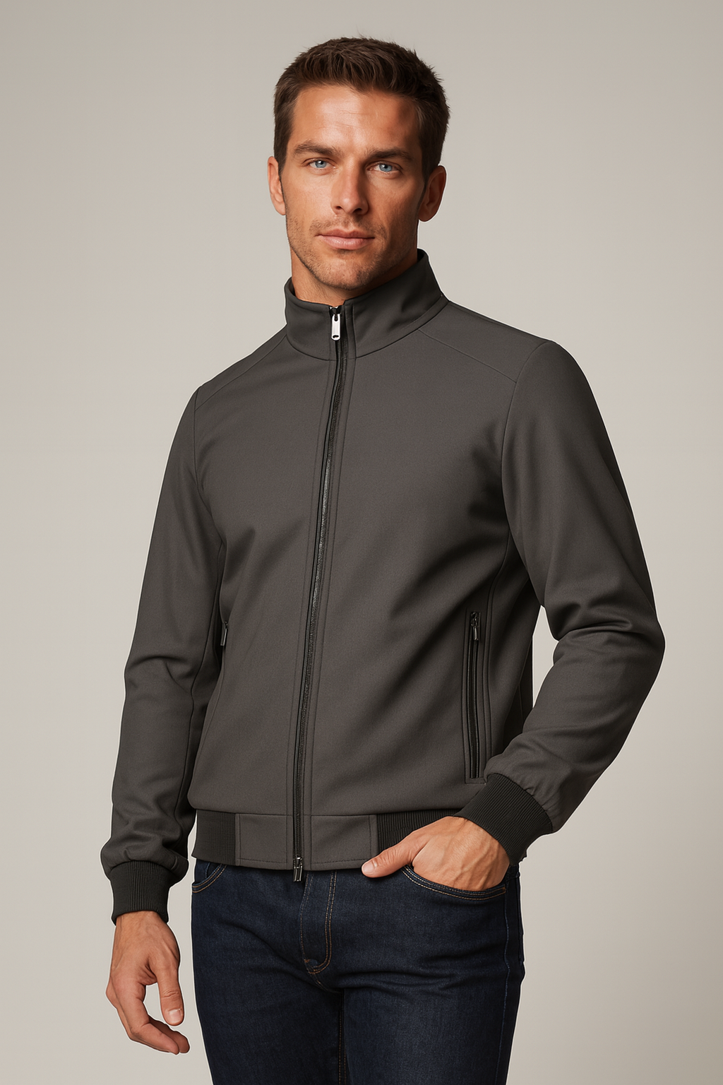 Holt | Men's Fleece Jacket Charcoal Gray Zip Up