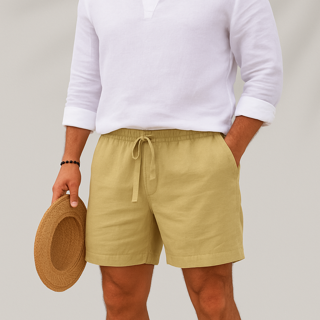 Axel | Men's Linen Shorts Gray Relaxed Fit Drawstring