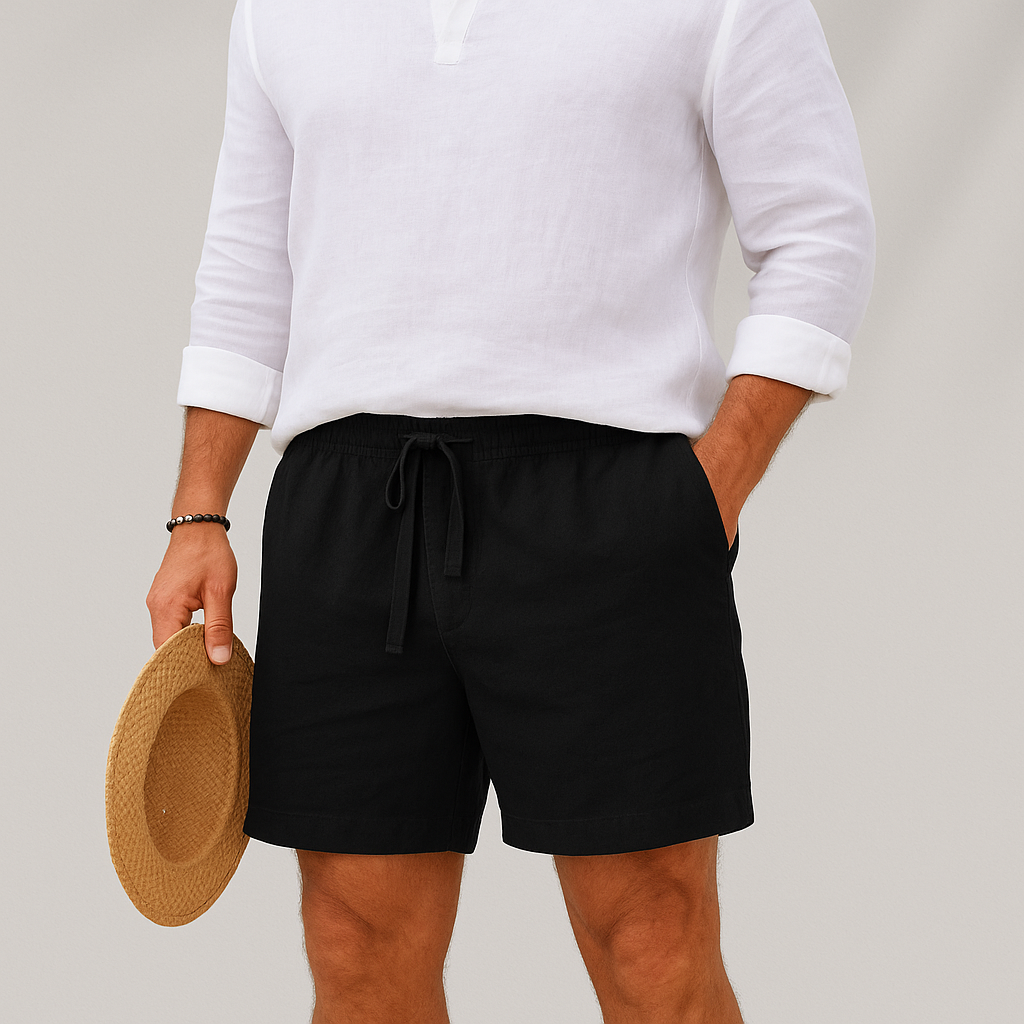 Axel | Men's Linen Shorts Gray Relaxed Fit Drawstring
