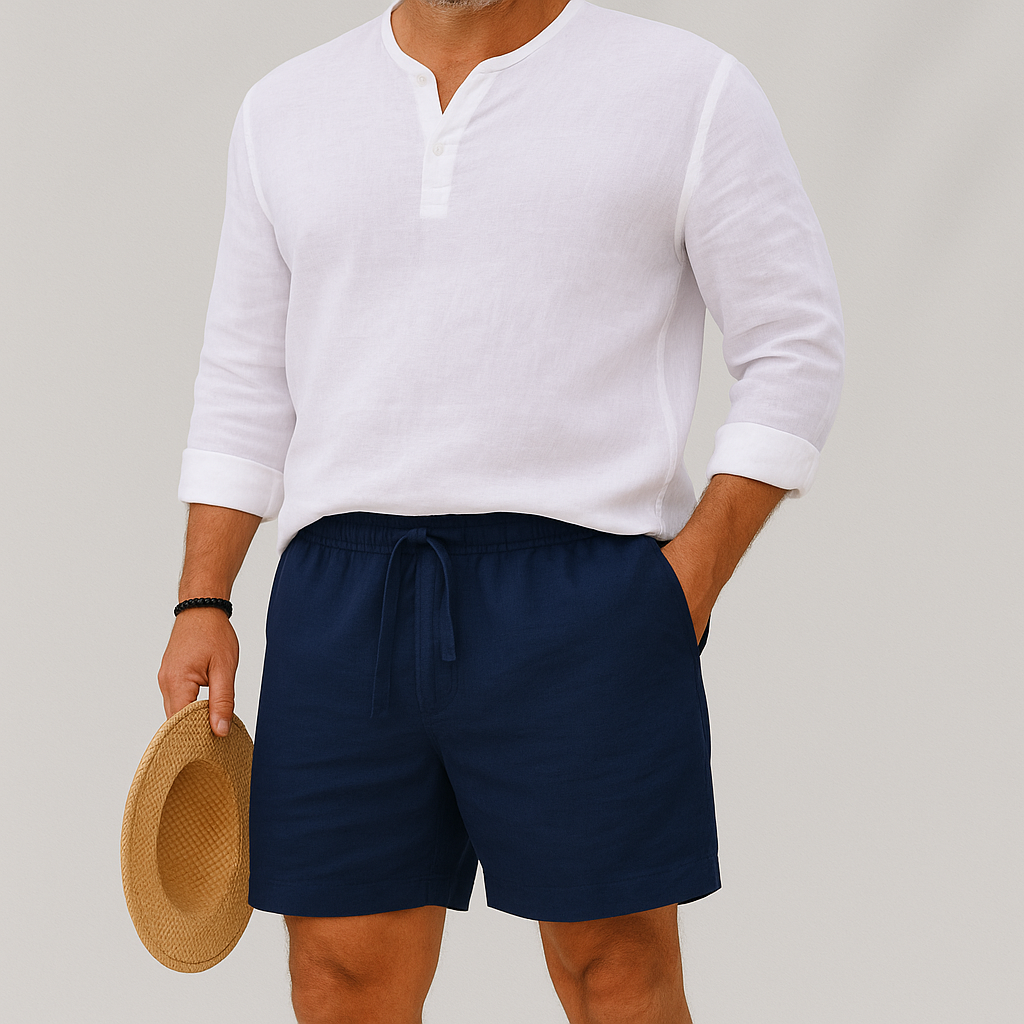 Axel | Men's Linen Shorts Gray Relaxed Fit Drawstring