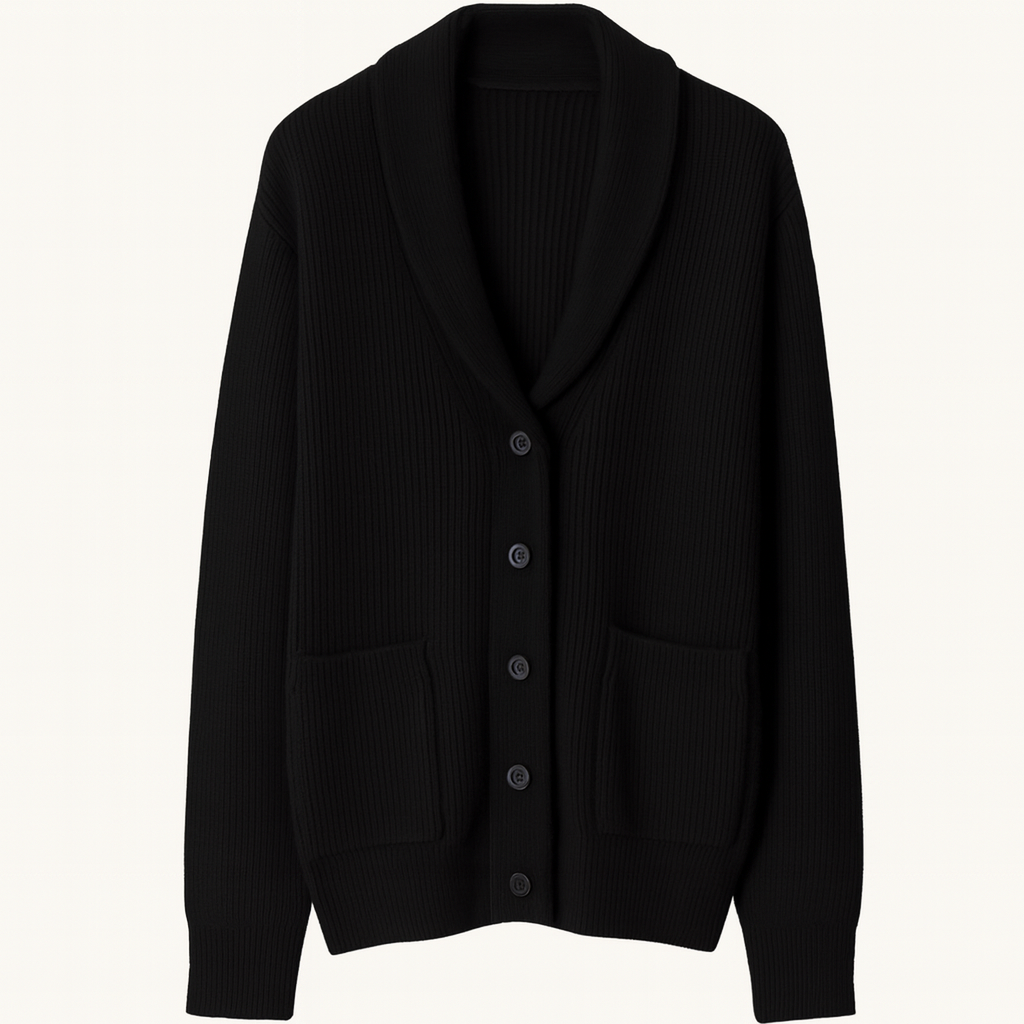 Ashby | Men's Cable Knit Cardigan Black Button Up Sweater