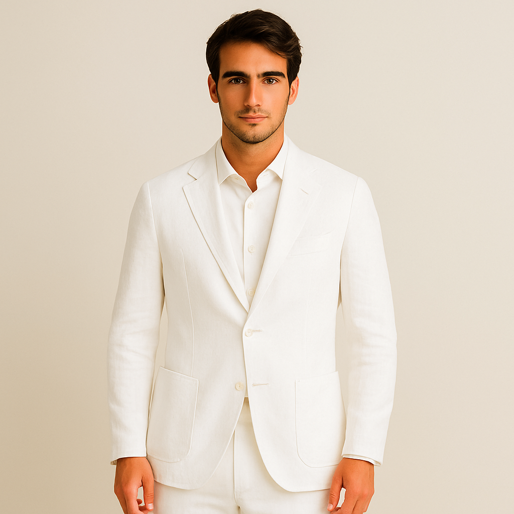 Axel | Men's Linen Blazer Cream Smart Casual Single Breasted