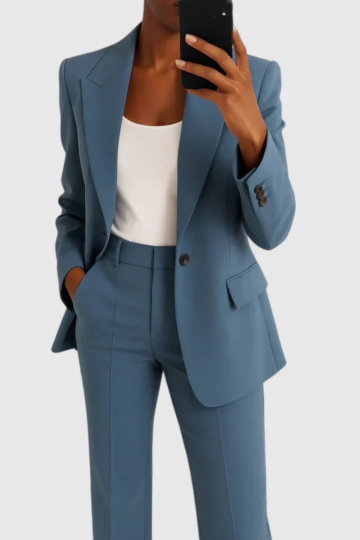 Alma | Women's Tailored Blazer Pants Set Blue Gray