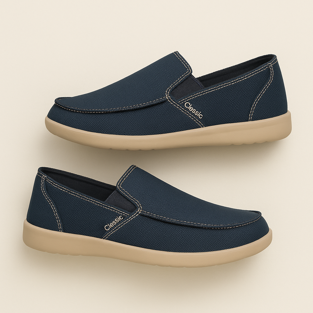 Ines | Men's Canvas Slip On Loafer Gray Comfort Shoes