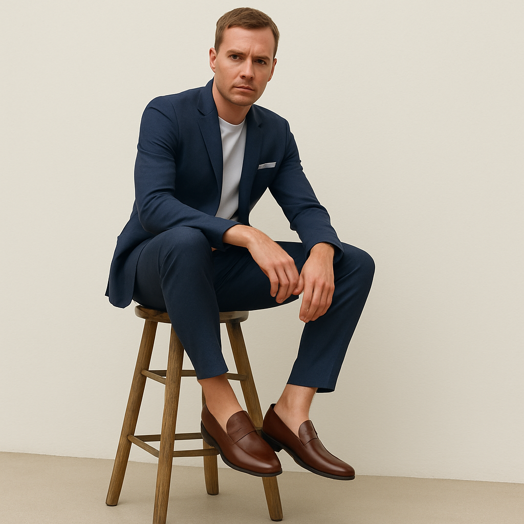 Beau | Men's Leather Loafer Brown Block Heel