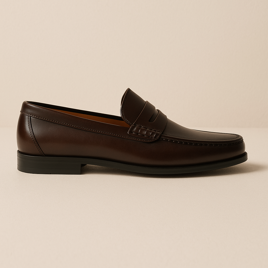 Axel | Men's Black Leather Penny Loafers Slip On