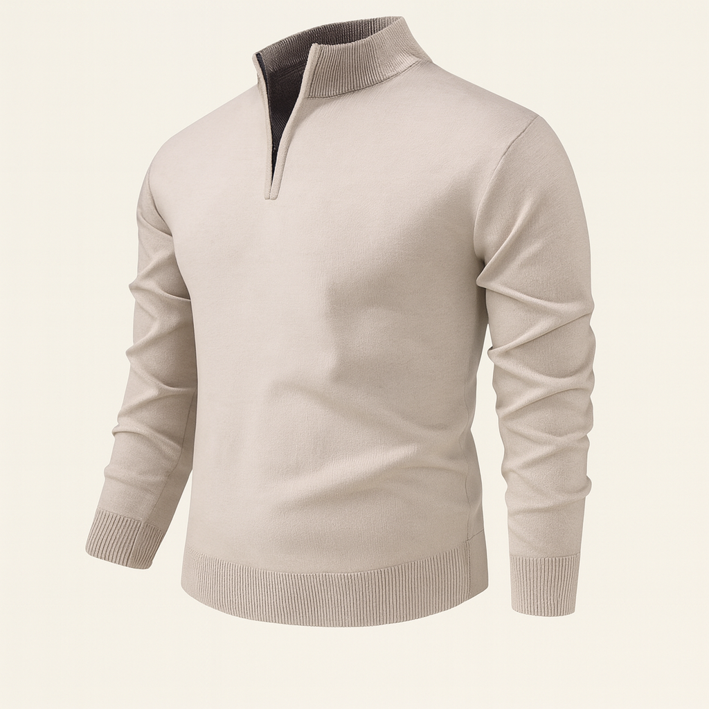 Luca | Men's Quarter Zip Sweater Gray Long Sleeve