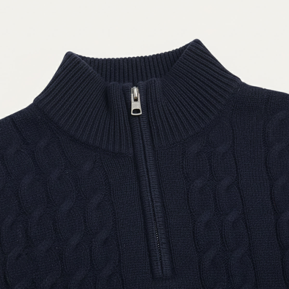 Voss | Men's Cable Knit Quarter Zip Sweater Navy