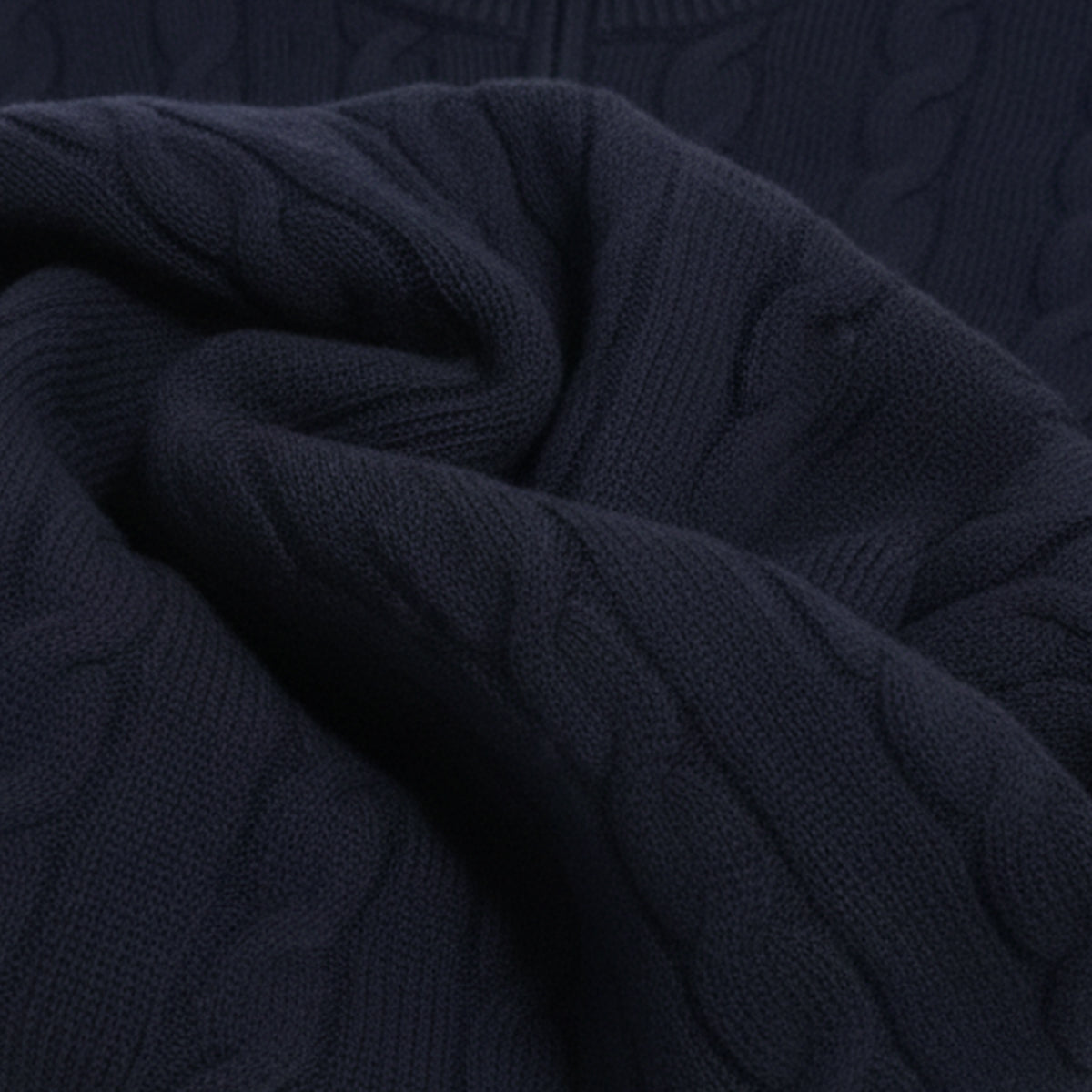 Voss | Men's Cable Knit Quarter Zip Sweater Navy